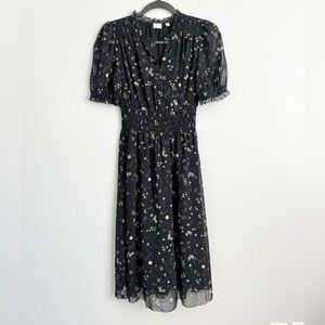 Wilfred Aritzia Size S • Floral Midi Dress Black Romantic.
